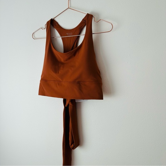 New Athleta Transcend Wrap Longline Bra Wrap Tie Light Impact top cooper color - Picture 6 of 7